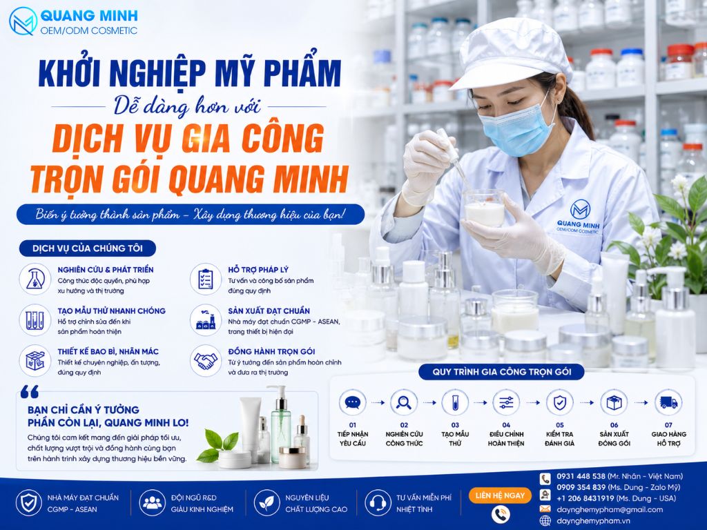 KHỞI NGHIỆP MỸ PHẨM DỄ DÀNG HƠN VỚI DỊCH VỤ GIA CÔNG TRỌN GÓI QUANG MINH 2